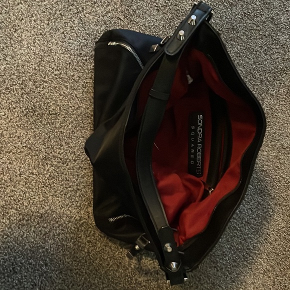 Gently Used Black Sondra Roberts Squared Handbag - Picture 2 of 2